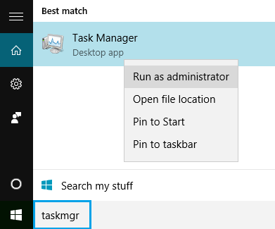 Task Manager + Run As Admin