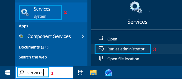 Run Services.msc as Administrator Using Windows Search