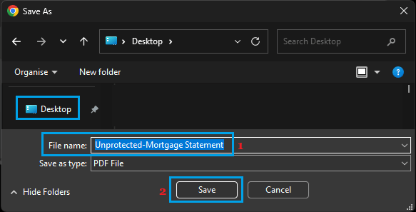 Save PDF File on the Computer