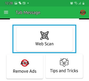 Web Scan Option on Tab Message App