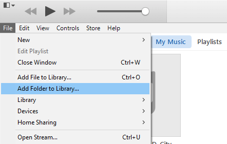 Add Folder to iTunes Library