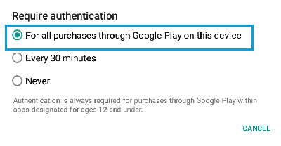 Require Authentication For All Purchases on This Device