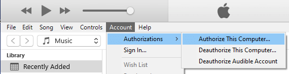 Authorize Windows PC on iTunes