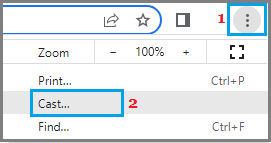 Cast Option in Google Chrome