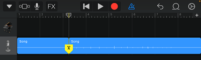 Song Split At Start Point in GarageBand