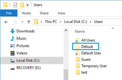 Default User Folder in Windows 10