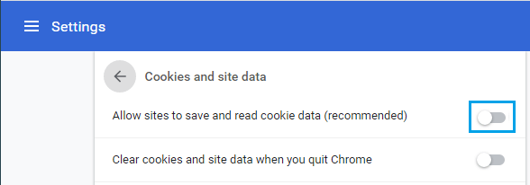 Disable All Cookies in Chrome Browser