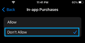 Disable In-App Purchases on iPhone