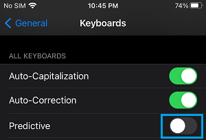 Disable Predictive Text on iPhone