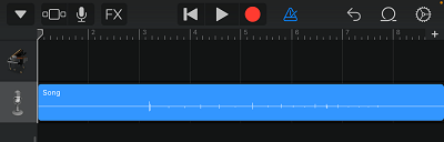 Imported Song Dragged Below First Track in GarageBand