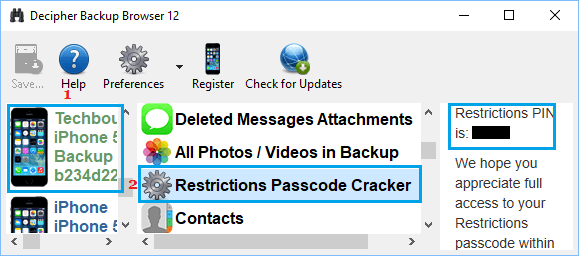 Open Restrictions Passcode Cracker