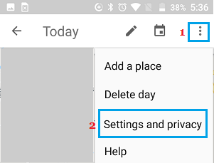 Settings & Privacy Option in Google Account on Android