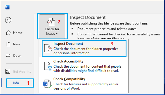 Inspect Microsoft Word Document For Personal & Hidden Information