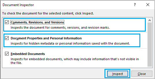 Microsoft Word Document Inspector