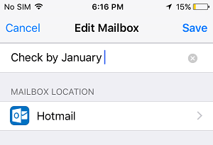Edit New Mailbox on iPhone