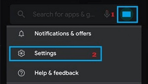 Open Settings on Google Play Store
