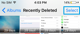 Select Photos on Recently Deleted Album on iPhone