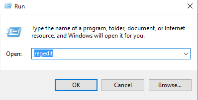 regedit Command Using RUN in Windows 10