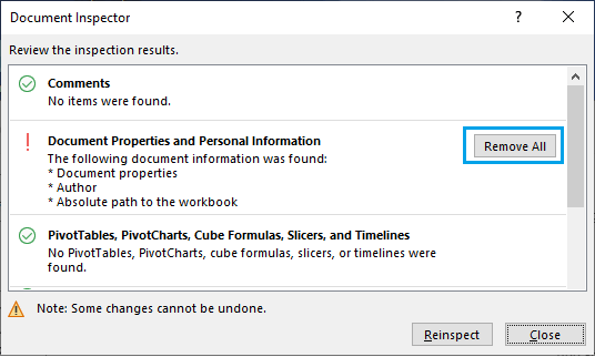 Remove Personal & Hidden Metadata from Microsoft Excel File