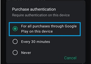Authentication Required For all purchases On Google Play Store
