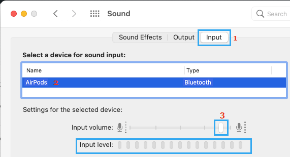 Select Microphone on Mac