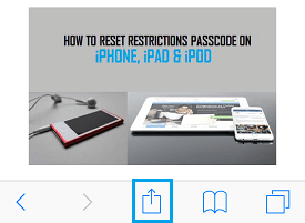 Share Icon on Safari Browser On iPhone