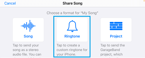 Share Song As Ringtone Option in GarageBand