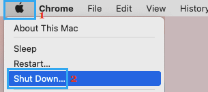 Shut Down Option on Mac