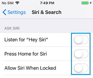 Disable Siri on iPhone