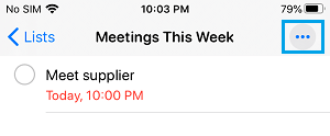 3 Dots Menu Icon in Reminder App on iPhone