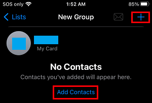 Add Contacts to New Group on iPhone