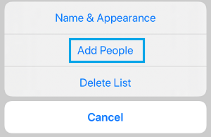 Add People to Reminders List on iPhone
