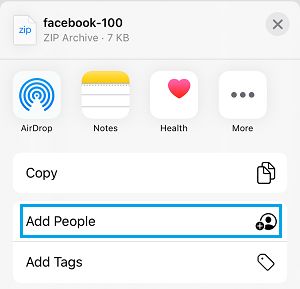 Add People Option in iCloud Drive on iPhone