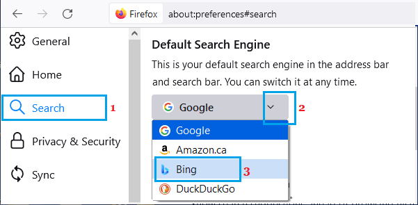 Change Default Firefox Search Engine to Bing