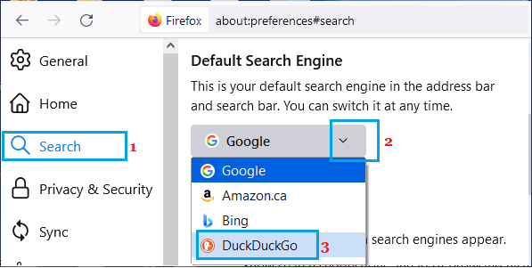 Change Default Firefox Search Engine to DuckDuckGo