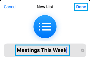 Create New Reminders List on iPhone