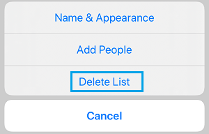 Delete Reminders List on iPhone