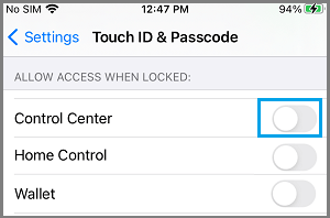 Disable Control Center on iPhone Lock Screen