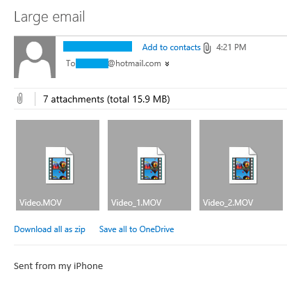 Email Received With Mail Drop Links to Large Attachments