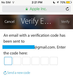 Enter Apple ID Verification Code
