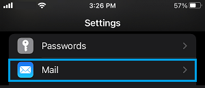 Mail Settings Option on iPhone