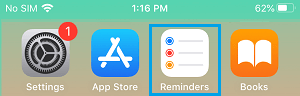 Open Reminder App on iPhone