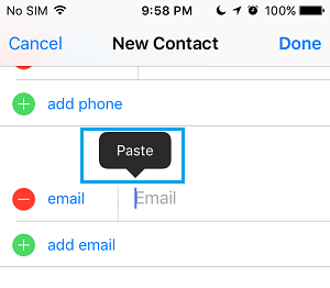 Paste Email Addresses to Contact Email Field