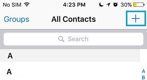 Create New Contact Option on iPhone