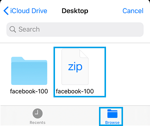 Select iCloud Drive File on iPhone