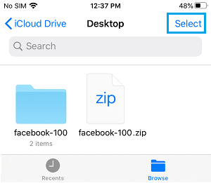 Select Files And Folders on iCloud Drive