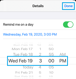 Select Reminder Date & Time on iPhone