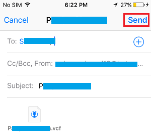 Send iPhone Contact Details Via Email