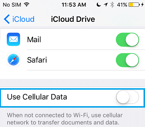 Turn Off Cellular Data For iCloud Drive