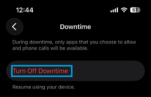 Turn OFF Downtime on iPhone